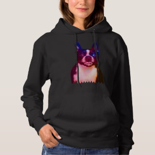 Boston Terrier Dog Portrait Watercolor Hoodie