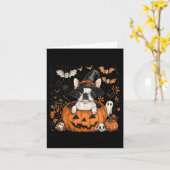 Boston Terrier Dog Pumpkin Halloween Erntedank Karte (Gelbe Blume)