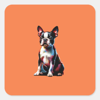 Boston Terrier Dog Quadratischer Aufkleber