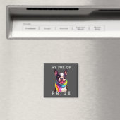 Boston Terrier Dog Rainbow Funny My Fur Pride Magnet (In Situ (Geschirrspüler))
