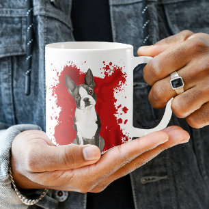 Boston Terrier Dog Red Abstrakt Kaffeetasse