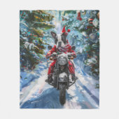 Boston Terrier Dog Riding Motorrad Weihnachten Fleecedecke (Vorderseite)