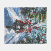 Boston Terrier Dog Riding Motorrad Weihnachten Fleecedecke (Vorderseite (Horizontal))