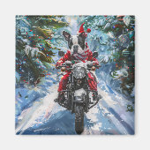 Boston Terrier Dog Riding Motorrad Weihnachten Magnet (Vorne)