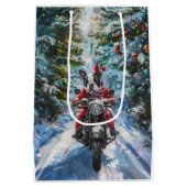 Boston Terrier Dog Riding Motorrad Weihnachten Mittlere Geschenktüte (Rückseite)