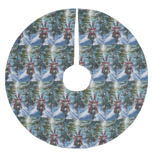 Boston Terrier Dog Riding Motorrad Weihnachten Polyester Weihnachtsbaumdecke