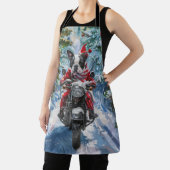 Boston Terrier Dog Riding Motorrad Weihnachten Schürze (InSitu)