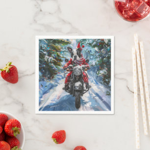 Boston Terrier Dog Riding Motorrad Weihnachten Serviette