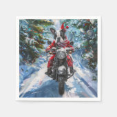 Boston Terrier Dog Riding Motorrad Weihnachten Serviette (Vorderseite)