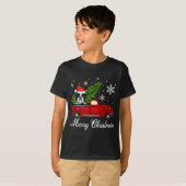 Boston Terrier Dog Riding Red Truck Merry Christma T-Shirt (Vorne ganz)