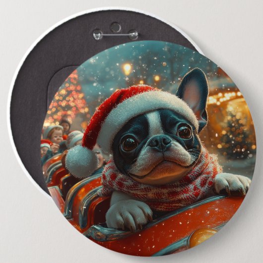 Boston Terrier Dog Roller Untersetzer Weihnachten Button (Vorne & Hinten)
