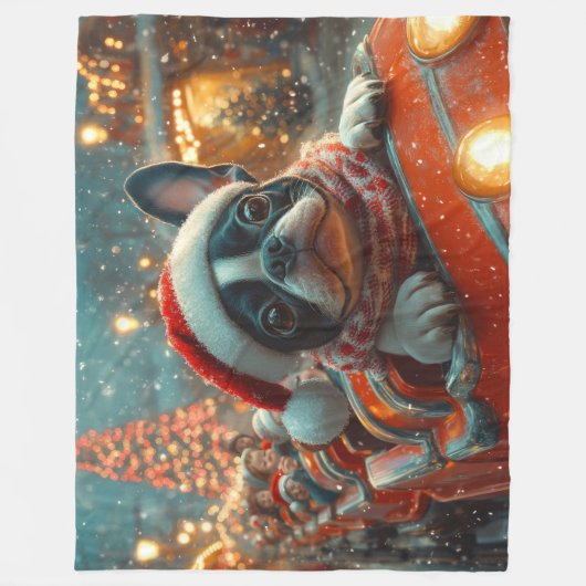 Boston Terrier Dog Roller Untersetzer Weihnachten Fleecedecke (Vorderseite)