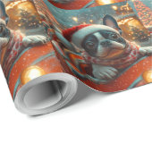 Boston Terrier Dog Roller Untersetzer Weihnachten Geschenkpapier (Rolleneckpunkt)