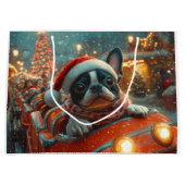 Boston Terrier Dog Roller Untersetzer Weihnachten Große Geschenktüte (Vorderseite)