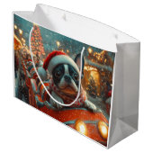 Boston Terrier Dog Roller Untersetzer Weihnachten Große Geschenktüte (Rückseite Schrägansicht)