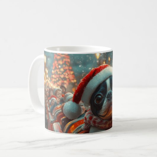 Boston Terrier Dog Roller Untersetzer Weihnachten Kaffeetasse (Vorderseite Links)