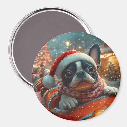Boston Terrier Dog Roller Untersetzer Weihnachten Magnet (Vorderseite/Rückseite)