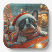 Boston Terrier Dog Roller Untersetzer Weihnachten Pappteller (Vorderseite)