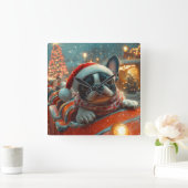 Boston Terrier Dog Roller Untersetzer Weihnachten Quadratische Wanduhr (Zuhause)