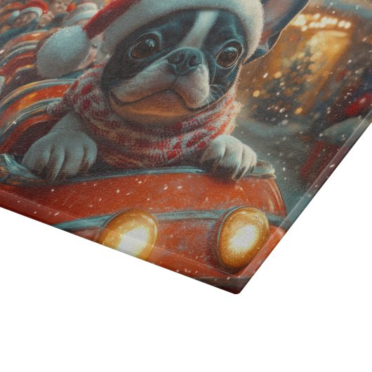 Boston Terrier Dog Roller Untersetzer Weihnachten Schneidebrett (Ecke)