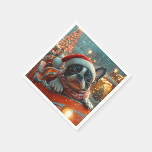 Boston Terrier Dog Roller Untersetzer Weihnachten Serviette (Ecke)