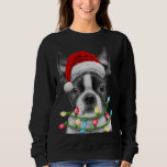 Boston Terrier Dog Santa Christmas Tree Lights Xma Sweatshirt<br><div class="desc">Boston Terrier Dog Weihnachtsbaum Lichter Weihnachten</div>