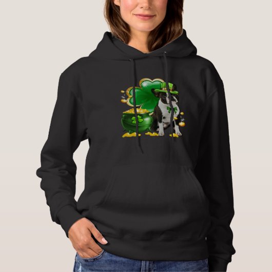 Boston Terrier Dog Shamrock Irish Saint St Patrick Hoodie (Vorderseite)