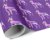 Boston Terrier Dog Silhouette Farbe Lila dunkel Geschenkpapier (Rolleneckpunkt)