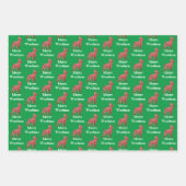 Boston Terrier Dog Silhouette Green Merry Woofmas Geschenkpapier Set (Vorderseite)