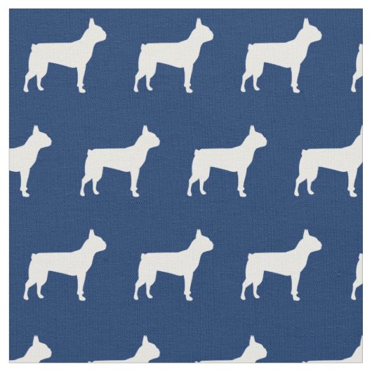 Boston Terrier Dog Silhouette Pet Navy Blue Stoff (Nahaufnahme)