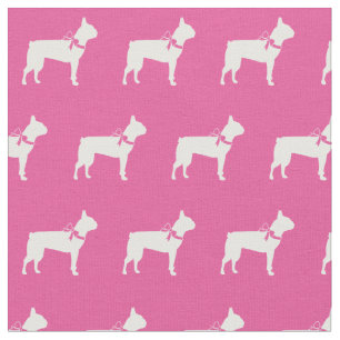 Boston Terrier Dog Silhouette Pet pink Stoff