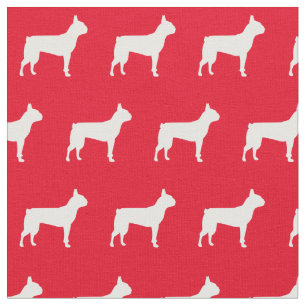 Boston Terrier Dog Silhouette Pet Red Stoff