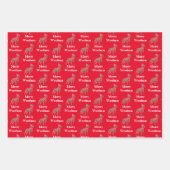 Boston Terrier Dog Silhouette Red Merry Woofmas Geschenkpapier Set (Vorderseite)
