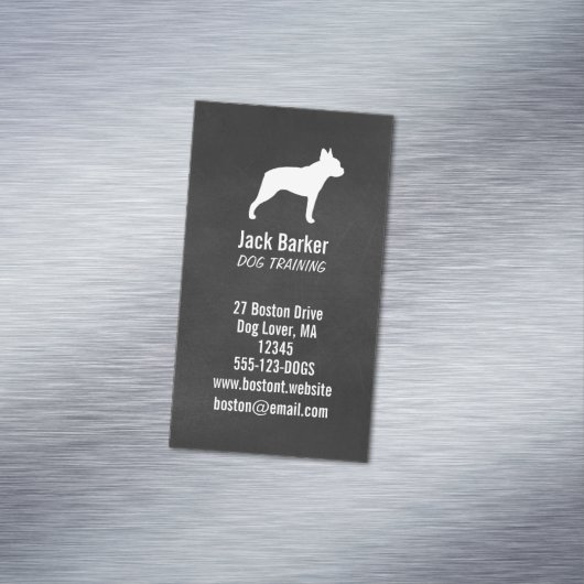 Boston Terrier Dog Silhouette Vertikal Magnetische Visitenkarte (Beispiel)