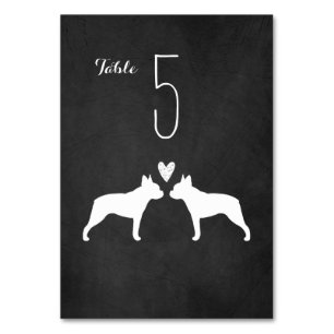 Boston Terrier Dog Silhouetten Hochzeitsempfang Tischnummer