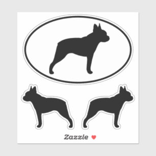 Boston Terrier Dog Silhouetten Vinyl Sticker Set