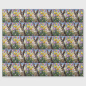 Boston Terrier Dog Spring Blumen Malerei Geschenkpapier (Flach)