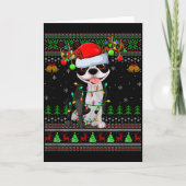 Boston Terrier Dog Ugly Christmas Sweater Holiday Karte (Vorderseite)