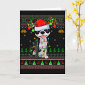 Boston Terrier Dog Ugly Christmas Sweater Holiday Karte (Gelbe Blume)