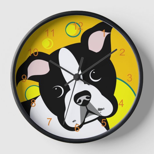 Boston Terrier Dog Uhr (Vorderseite)