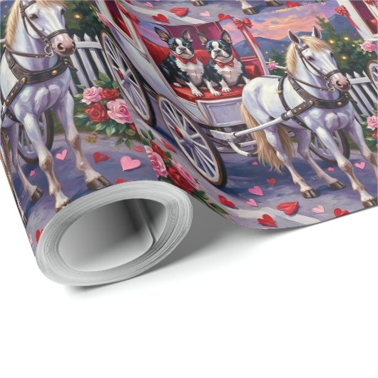 Boston Terrier  Dog Valentine's Day Geschenkpapier (Rolleneckpunkt)