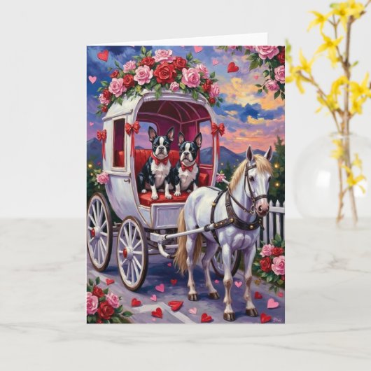 Boston Terrier Dog Valentine's Day Karte (Gelbe Blume)