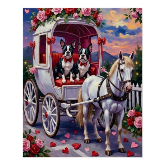 Boston Terrier Dog Valentine's Day Poster (Vorderseite)