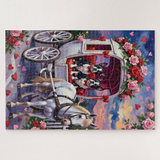 Boston Terrier  Dog Valentine's Day Puzzle (Horizontal)