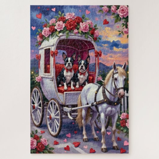 Boston Terrier  Dog Valentine's Day Puzzle (Vertikal)