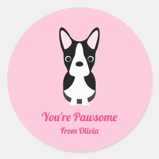 Boston Terrier Dog Valentine's Day Runder Aufkleber (Vorderseite)