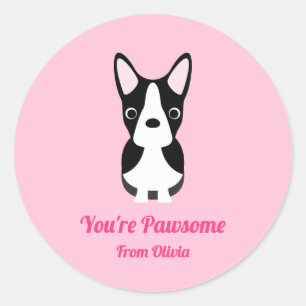 Boston Terrier Dog Valentine's Day Runder Aufkleber