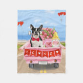 Boston Terrier Dog Valentine's Day Truck Hearts Fleecedecke (Vorderseite)