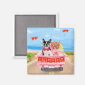 Boston Terrier Dog Valentine's Day Truck Hearts Magnet (Vorderseite/Rückseite)