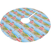 Boston Terrier Dog Valentine's Day Truck Hearts Polyester Weihnachtsbaumdecke (Schrägansicht)